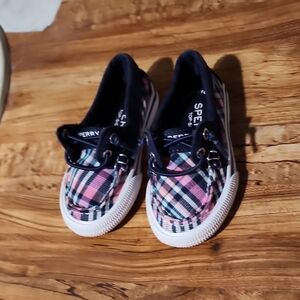 Sperry Kids Plaid Boat Shoes - Pink, Blue, Black